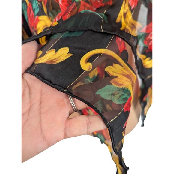 Basha Christmas Poinsettia Silk Scarf 36" x 36" square - Picture 4 of 5